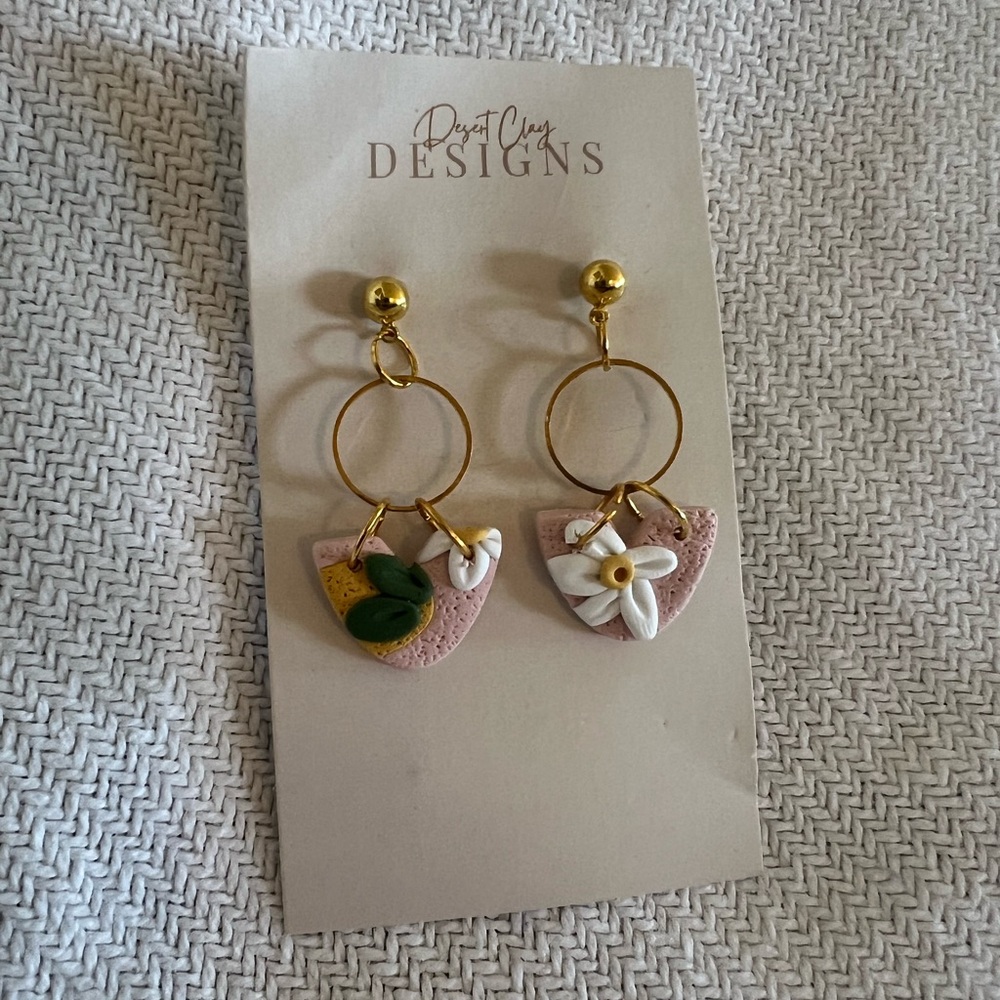 Desert Clay Designs NEW Clay floral drop earrings